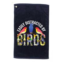 Easily Distracted By Birds Funny Bird Wtahers Golf Towel
