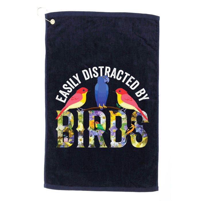 Easily Distracted By Birds Funny Bird Wtahers Golf Towel