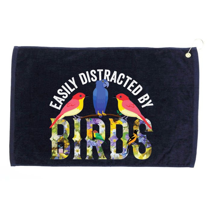 Easily Distracted By Birds Funny Bird Wtahers Grommeted Golf Towel