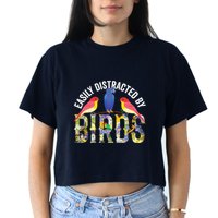 Easily Distracted By Birds Funny Bird Wtahers Crop Top