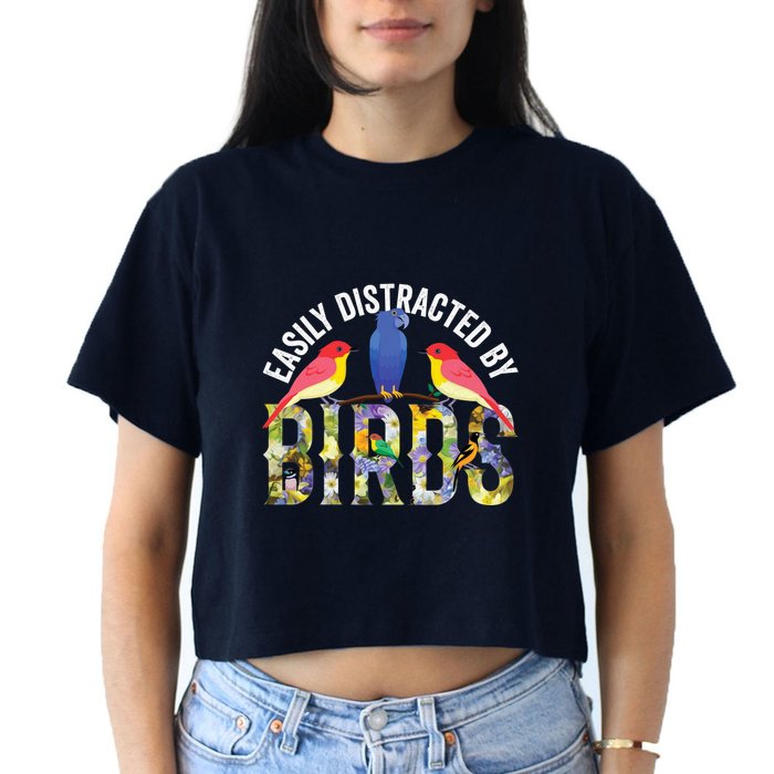 Easily Distracted By Birds Funny Bird Wtahers Crop Top