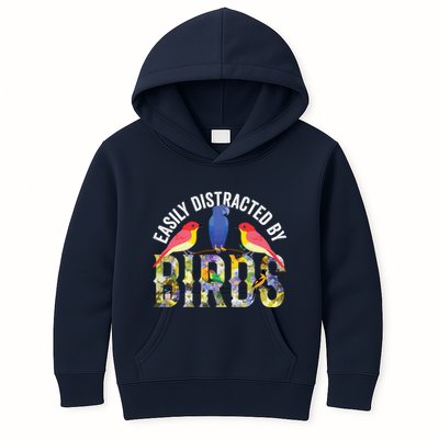 Easily Distracted By Birds Funny Bird Wtahers Kids Hoodie