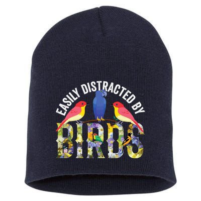 Easily Distracted By Birds Funny Bird Wtahers Short Acrylic Beanie