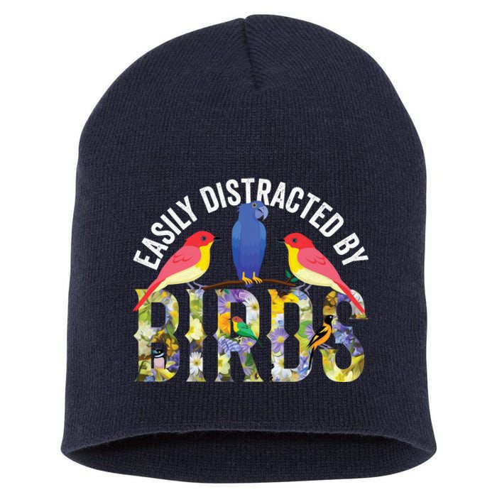 Easily Distracted By Birds Funny Bird Wtahers Short Acrylic Beanie