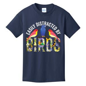 Easily Distracted By Birds Funny Bird Wtahers Kids T-Shirt