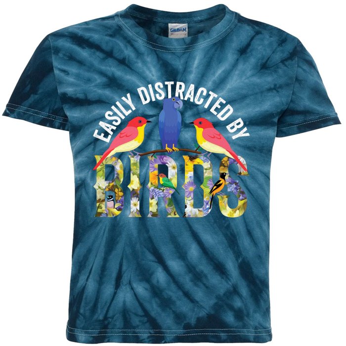 Easily Distracted By Birds Funny Bird Wtahers Kids Tie-Dye T-Shirt