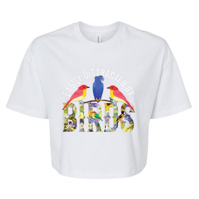 Easily Distracted By Birds Funny Bird Wtahers Bella+Canvas Jersey Crop Tee