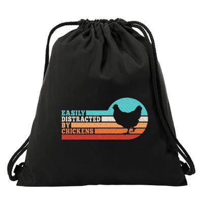 Easily Distracted By Chickens Drawstring Bag