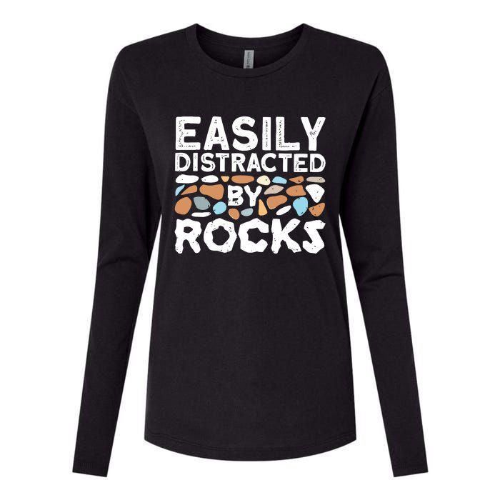 Easily Distracted By Rock Vintage Womens Cotton Relaxed Long Sleeve T-Shirt