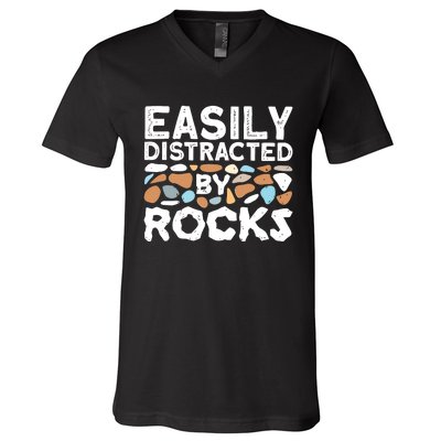 Easily Distracted By Rock Vintage V-Neck T-Shirt