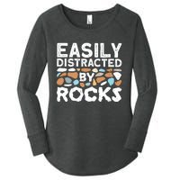 Easily Distracted By Rock Vintage Women's Perfect Tri Tunic Long Sleeve Shirt