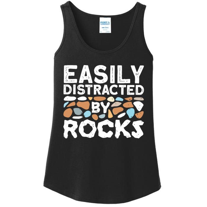 Easily Distracted By Rock Vintage Ladies Essential Tank