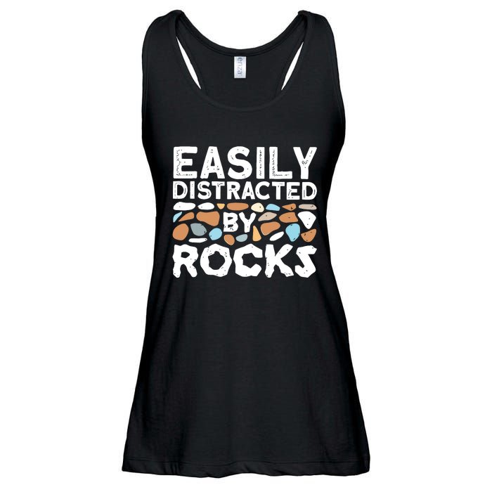 Easily Distracted By Rock Vintage Ladies Essential Flowy Tank