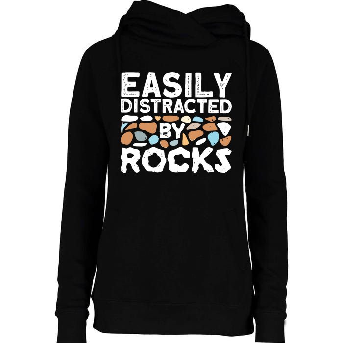 Easily Distracted By Rock Vintage Womens Funnel Neck Pullover Hood