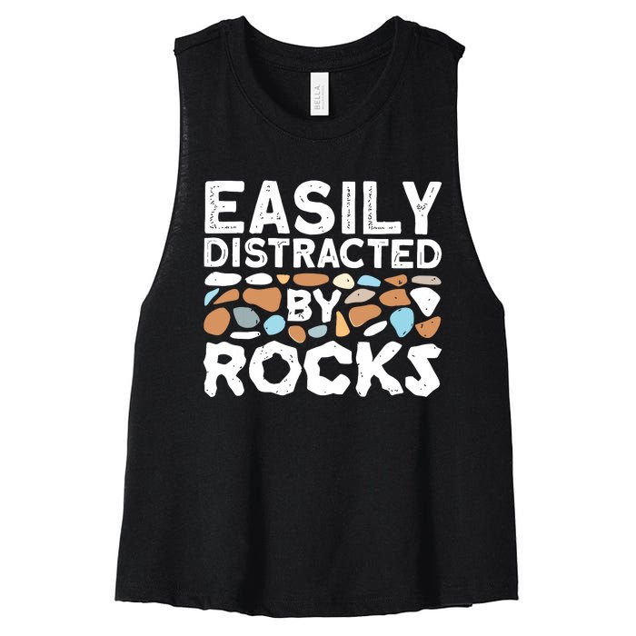 Easily Distracted By Rock Vintage Women's Racerback Cropped Tank