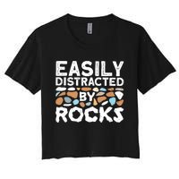 Easily Distracted By Rock Vintage Women's Crop Top Tee