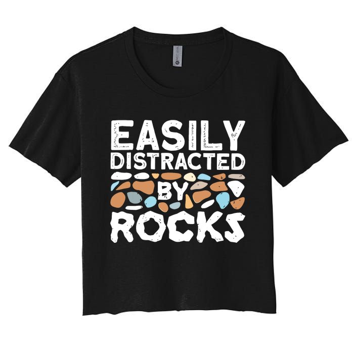 Easily Distracted By Rock Vintage Women's Crop Top Tee