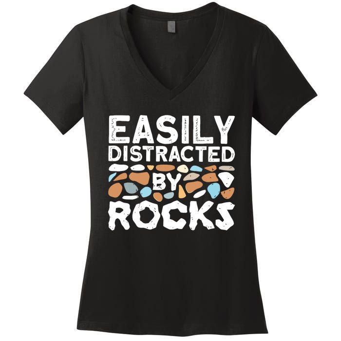 Easily Distracted By Rock Vintage Women's V-Neck T-Shirt