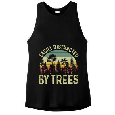 Easily Distracted By Trees Funny Tree Planting Trees Ladies PosiCharge Tri-Blend Wicking Tank