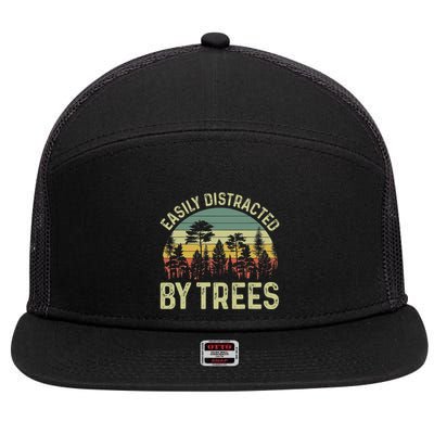 Easily Distracted By Trees Funny Tree Planting Trees 7 Panel Mesh Trucker Snapback Hat
