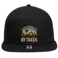 Easily Distracted By Trees Funny Tree Planting Trees 7 Panel Mesh Trucker Snapback Hat