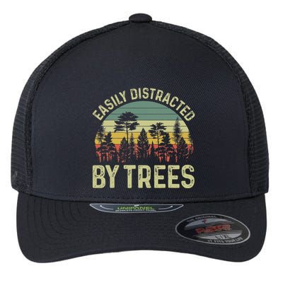 Easily Distracted By Trees Funny Tree Planting Trees Flexfit Unipanel Trucker Cap