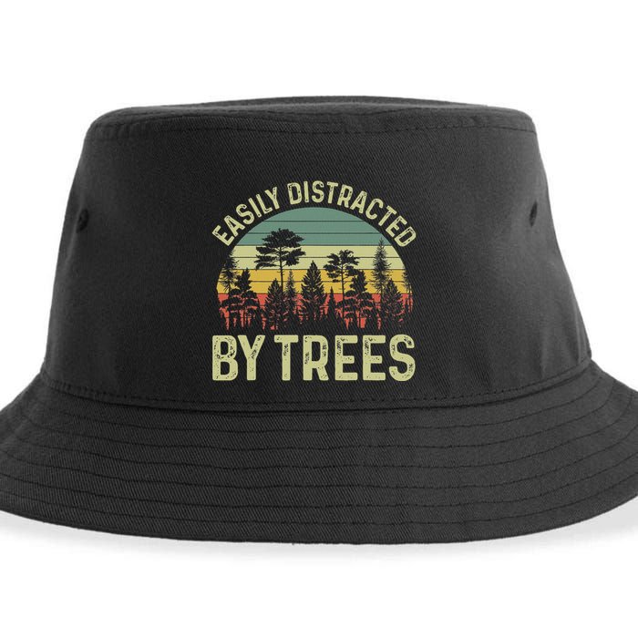 Easily Distracted By Trees Funny Tree Planting Trees Sustainable Bucket Hat