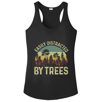 Easily Distracted By Trees Funny Tree Planting Trees Ladies PosiCharge Competitor Racerback Tank