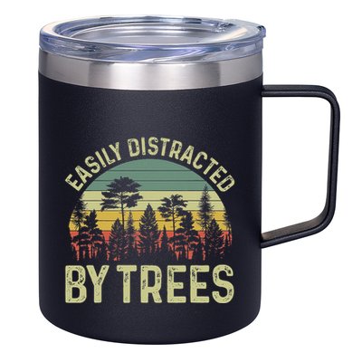 Easily Distracted By Trees Funny Tree Planting Trees 12oz Stainless Steel Coffee Mug