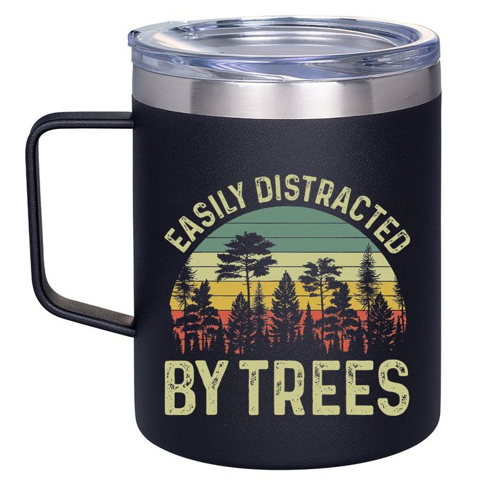 Easily Distracted By Trees Funny Tree Planting Trees 12oz Stainless Steel Coffee Mug
