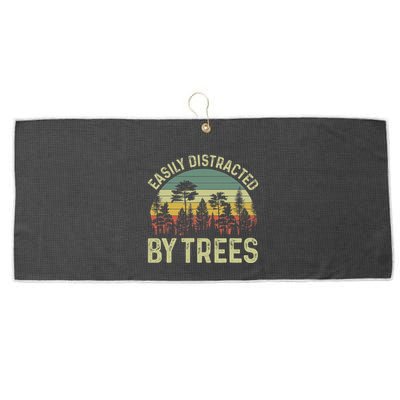Easily Distracted By Trees Funny Tree Planting Trees Large Microfiber Waffle Golf Towel