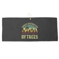 Easily Distracted By Trees Funny Tree Planting Trees Large Microfiber Waffle Golf Towel