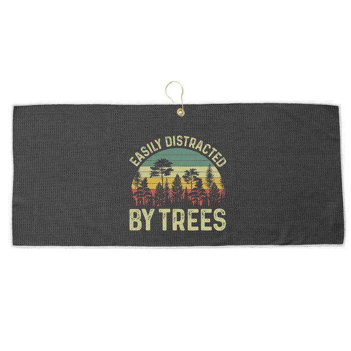 Easily Distracted By Trees Funny Tree Planting Trees Large Microfiber Waffle Golf Towel