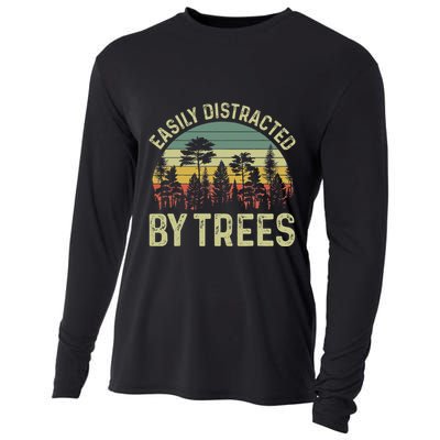 Easily Distracted By Trees Funny Tree Planting Trees Cooling Performance Long Sleeve Crew