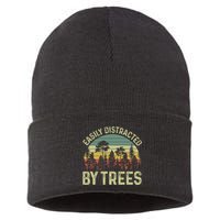 Easily Distracted By Trees Funny Tree Planting Trees Sustainable Knit Beanie