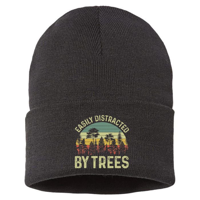 Easily Distracted By Trees Funny Tree Planting Trees Sustainable Knit Beanie