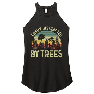 Easily Distracted By Trees Funny Tree Planting Trees Women's Perfect Tri Rocker Tank