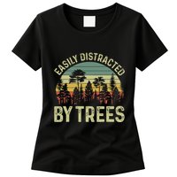 Easily Distracted By Trees Funny Tree Planting Trees Womens T-Shirt