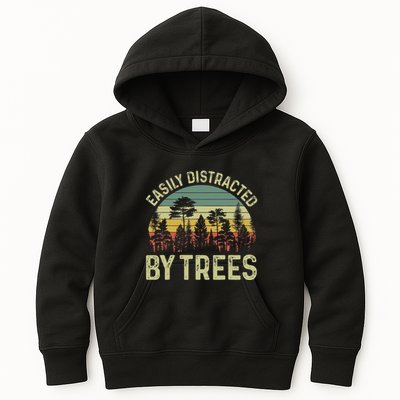 Easily Distracted By Trees Funny Tree Planting Trees Kids Hoodie