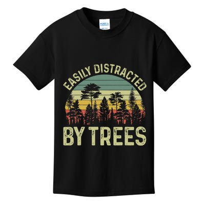 Easily Distracted By Trees Funny Tree Planting Trees Kids T-Shirt