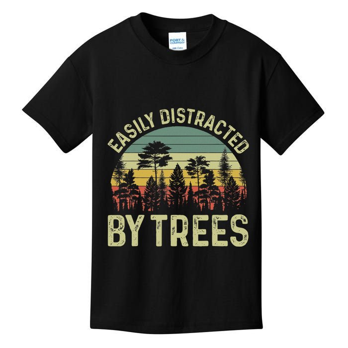 Easily Distracted By Trees Funny Tree Planting Trees Kids T-Shirt