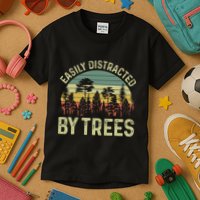 Easily Distracted By Trees Funny Tree Planting Trees Kids T-Shirt