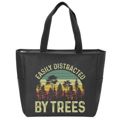 Easily Distracted By Trees Funny Tree Planting Trees Zip Tote Bag