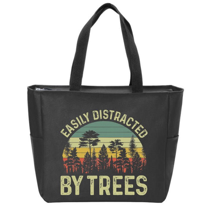 Easily Distracted By Trees Funny Tree Planting Trees Zip Tote Bag