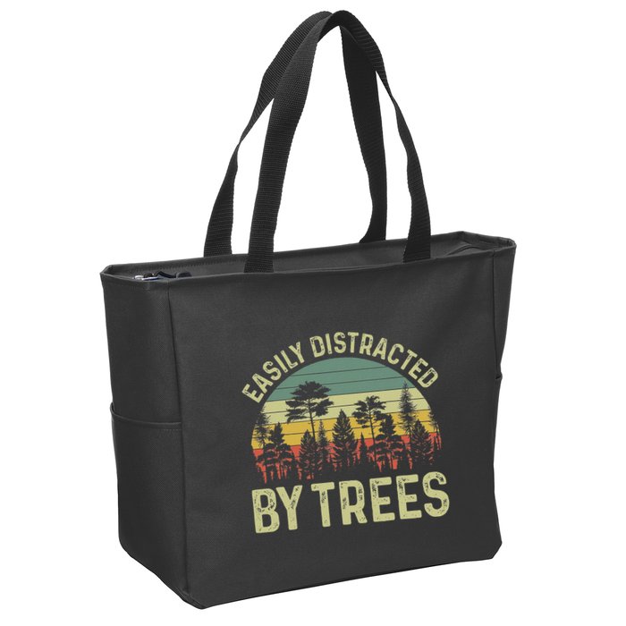 Easily Distracted By Trees Funny Tree Planting Trees Zip Tote Bag