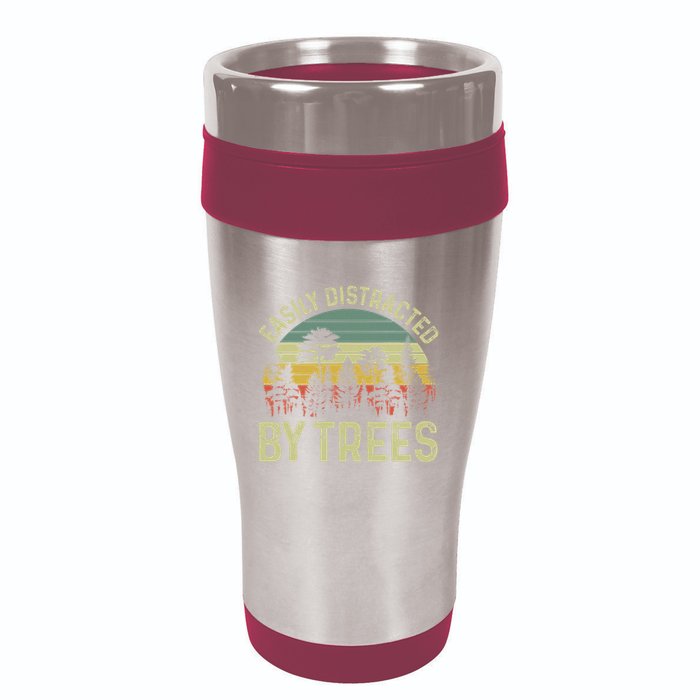 Easily Distracted By Trees Funny Tree Planting Trees 16oz Travel Tumbler