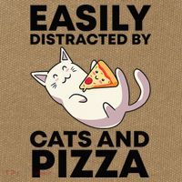 Easily Distracted By Cats And Pizza Kawaii Cat Lovers Gift Cotton Canvas Backpack