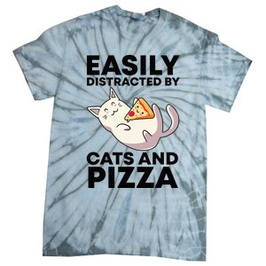 Easily Distracted By Cats And Pizza Kawaii Cat Lovers Gift Tie-Dye T-Shirt