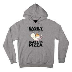 Easily Distracted By Cats And Pizza Kawaii Cat Lovers Gift Tall Hoodie