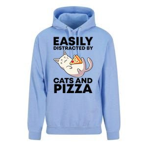 Easily Distracted By Cats And Pizza Kawaii Cat Lovers Gift Unisex Surf Hoodie